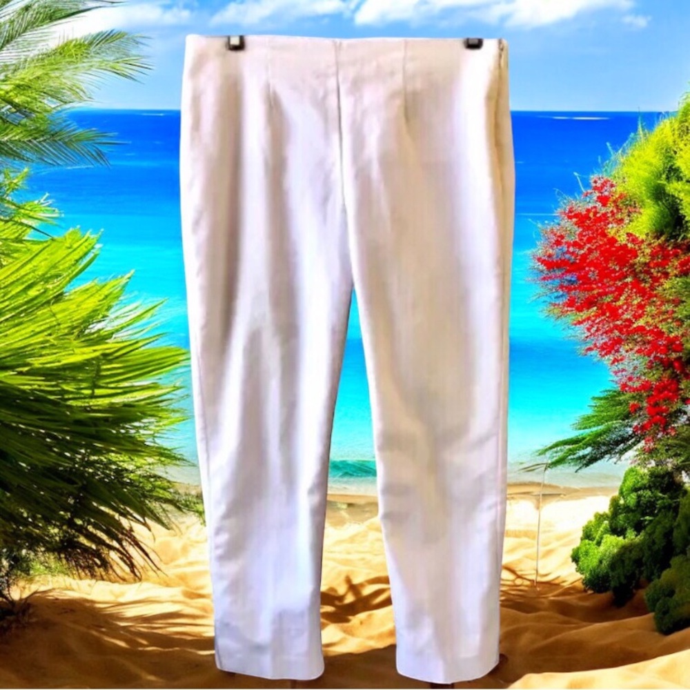 Chico's SO SLIMMING White Crop Pants Side Zipper Cotton Spandex Size 00